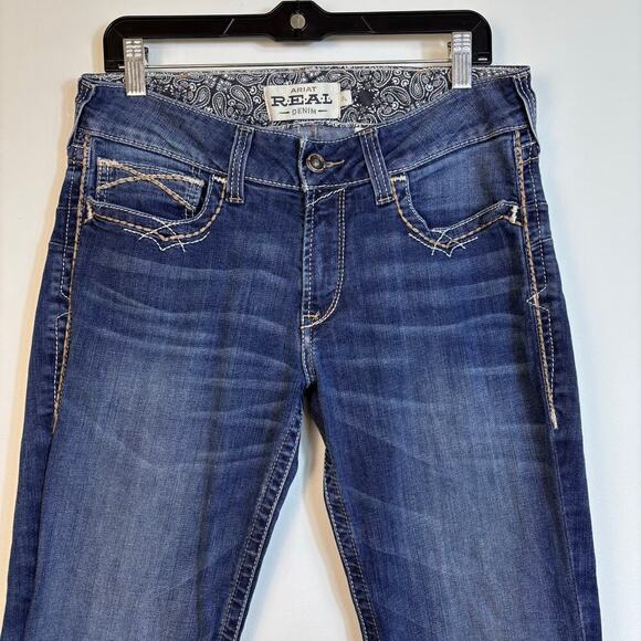 Ariat REAL Mid Rise Festival Bootcut Jeans Size 31L Entwined Rodeo Rancho - Picture 5 of 12